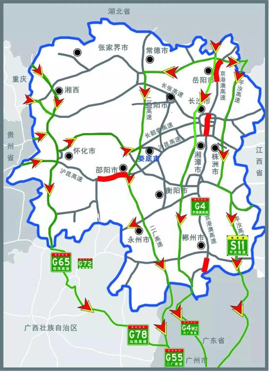 (一)g4京港澳高速北往南方向:1,g4京港澳高速金屋枢纽转g56杭瑞高速转